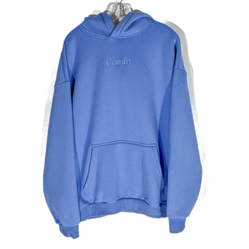 Comfrt Unisex Adult's XL Oversized Super Soft Minimalist Hoodie Light Blue EUC
